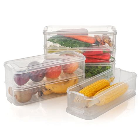 3 Fridge Storage Container, Fridge Organizer with Lid Stackable Fridge ...