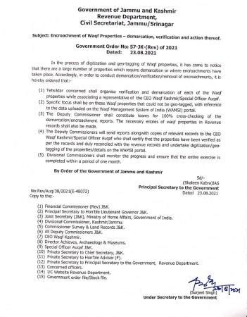 J&K govt cracks down on encroached Waqf properties; orders geo-tagging ...