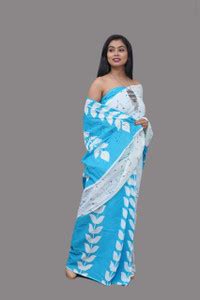 Buy RAMNATH'S Printed Ikkat Pure Cotton Blue, White Sarees Online ...