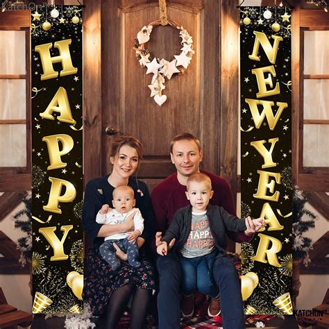 Buy Big 2 Pieces Happy New Year Banner - 72x12 Inch New Year Door ...