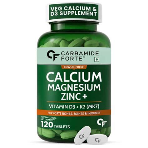 Buy CARBAMIDE FORTE CALCIUM MAGNESIUM ZINC + VITAMIN D3 + K2 120 ...