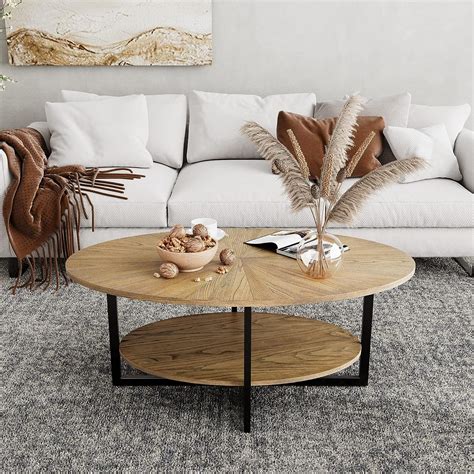 Solid Wood Oval Coffee Table with Cross Metal Legs - On Sale - Bed Bath ...