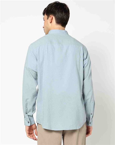 Men's Full Sleeves Geometrical Seersucker Shirt