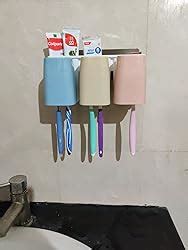 HOKIPO Plastic Self Adhesive Magic Sticker Anti-Dust Toothbrush Holder ...