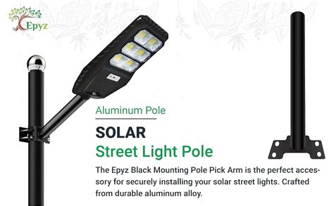 Epyz Black Mounting Pole Pick Arm for Solar Street Light Aluminum Alloy ...