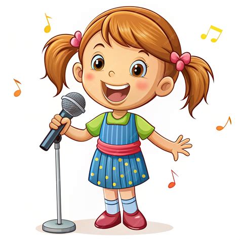 Cute Girl Singing Cartoon Vector Icon Illustration People Entertainment ...