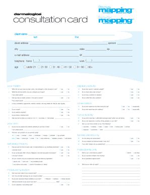 2006 Form UK Dermalogica Consultation Card - Blank Fillable Template ...