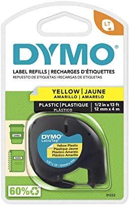 Dymo Labeling Tape, LetraTag Labelers, Plastic, 1/2"x13', Black on ...