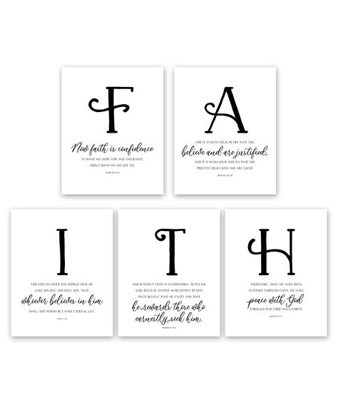 Buy Faith Christian Wall Decor - 5 Piece Inspirational Wall Art Set ...