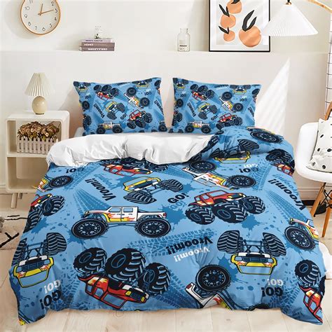 Amazon.com: AILONEN Truck Duvet Cover Set for Boys,Blue Graffiti Truck ...