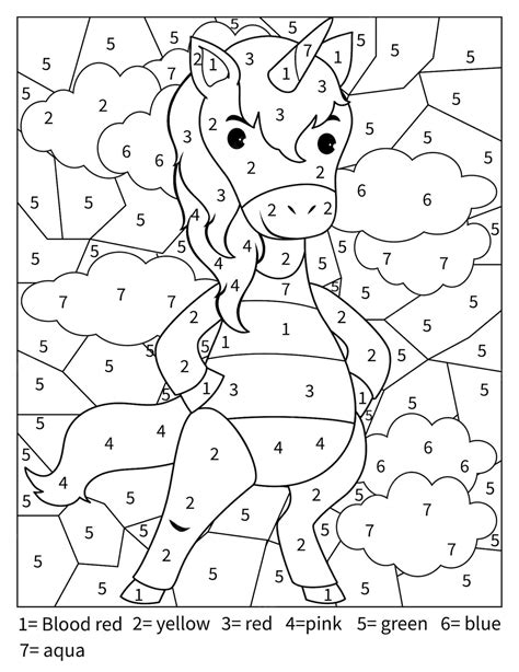 Premium Vector | Unicorn Color By Number Coloring Page