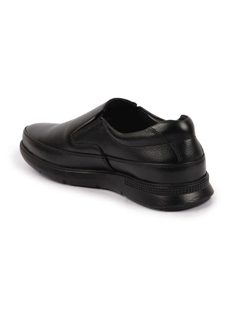 Shop Men's Black Leather Formal Heel Slip on Shoes Online