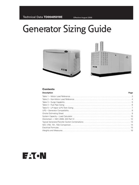 Image result for Portable Generator Sizing Guide