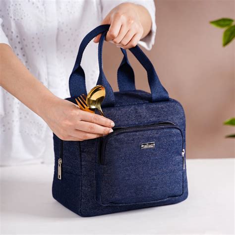 Thermal Insulated Denim Lunch Bag Dark Blue Online - Premium Lunch Bag ...
