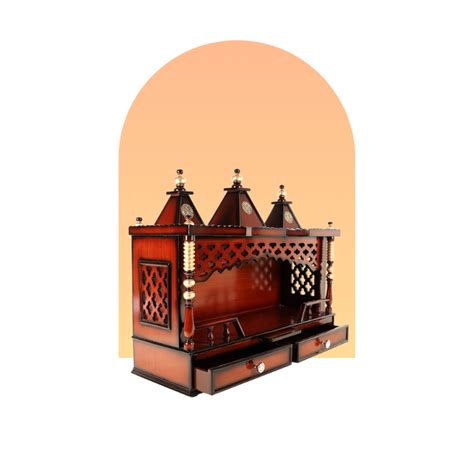 Sunanda Bhawan Brown Gold Wall Mount Big Mandir for Home – DZYN Furnitures