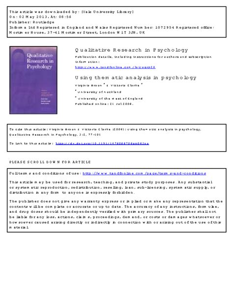 Using Thematic Analysis in Psychology: A Guide (Psych 2006) - Studocu