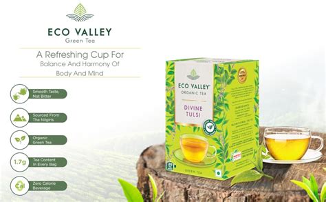 Eco Valley Organic Green Tea, Divine Tulsi, 30 Tea Bags : Amazon.in ...