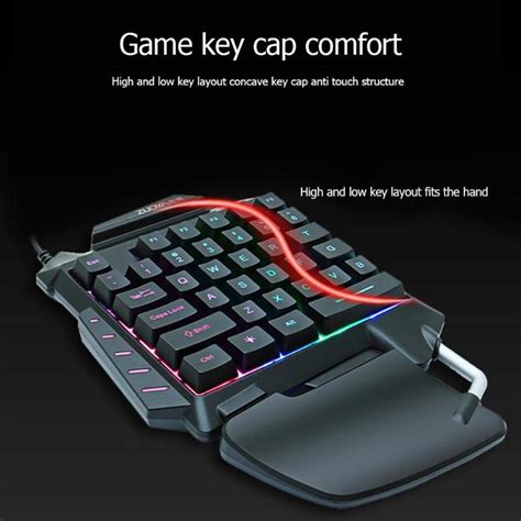 Single Hand Membrane Keyboard Mini 35 Keys Mini RGB Backlight Keyboard ...