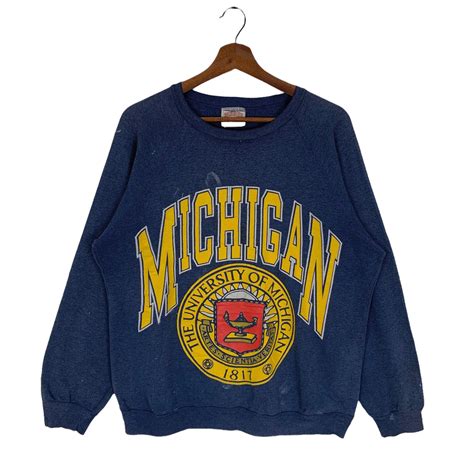Vintage 90s the University of Michigan Sweatshirt Nutmeg Size Medium ...