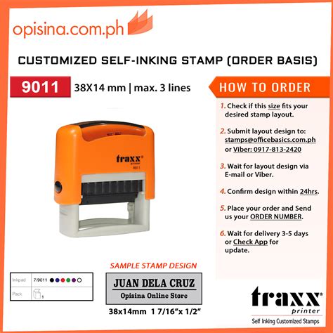 TRAXX STAMP 9011 38X14 MM ORANGE | Office Basics