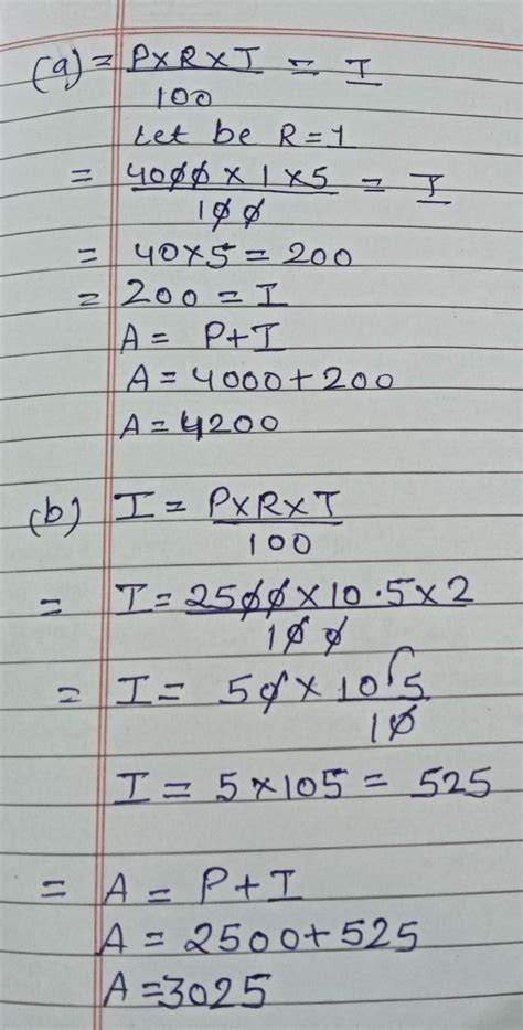 1. find the amount and interest.a. P= ₹4000, R=R% p.a., T= 5 years b. P ...