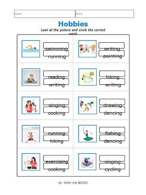 Hobbies Worksheet.pdf 的图像结果
