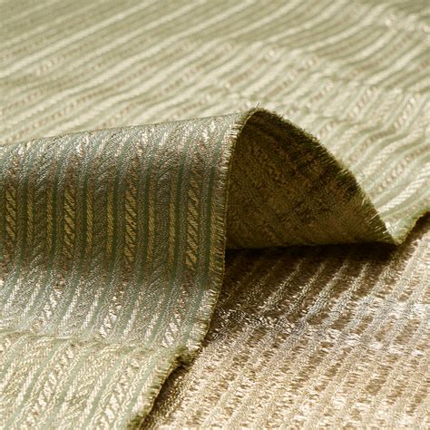 Buy Greengage Stripe Pattern Blended Banarasi Brocade Fabric 70360/6 | FFAB