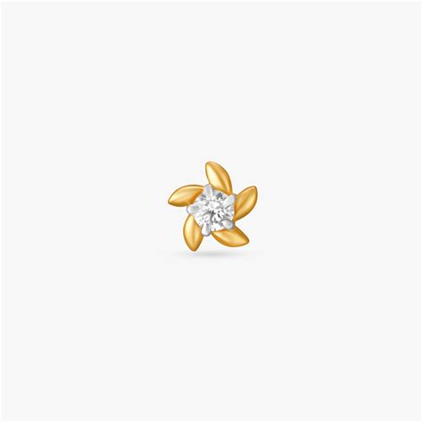 Glamorous Gold and Diamond Nose Pin