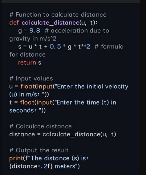 Write a program to calculate s = ut +gt² where g = 9.8m/s². - Brainly.in