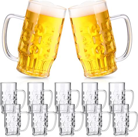 Amazon.com | Mifoci Clear Plastic Beer Mug with Handles Reusable ...