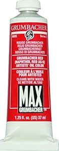 Grumbacher Max Water Miscible Oil Paint, 37ml/1.25 oz, Grumbacher Red ...
