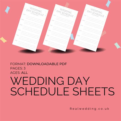 Printable Wedding Day Schedule Sheets - Real Wedding