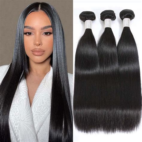 Amazon.com : JAAPE 12A Human Hair Bundles 16 18 20 Inch Straight Bundles Human Hair 100% ...