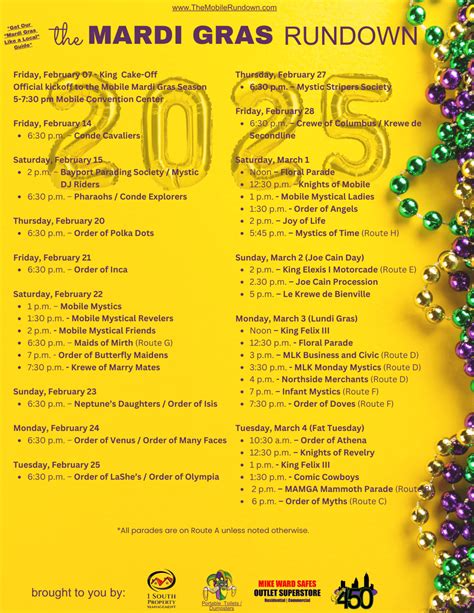 2025 Mardi Gras Parade Schedule [Mobile Alabama]