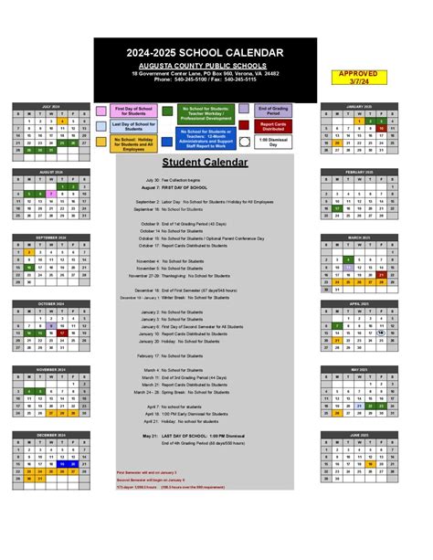 Augusta County Schools Calendar Holidays 2025-2026 in PDF