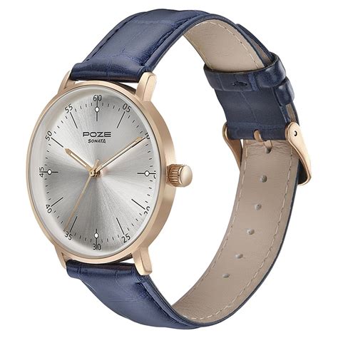Buy Online Sonata Poze Quartz Analog Silver Dial Leather Strap Watch ...