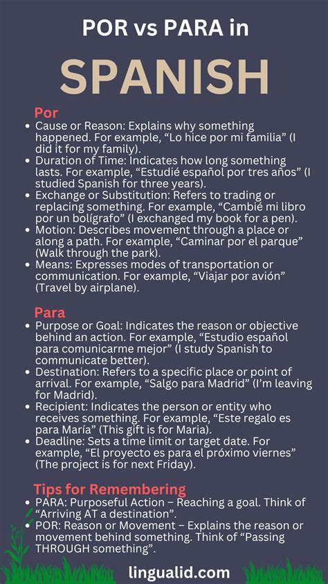Best 13 Por vs Para in Spanish – Artofit