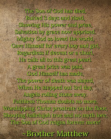 "Grace Apprised" a rhyme by Brother Matthew : r/ChristianCoffeeTime