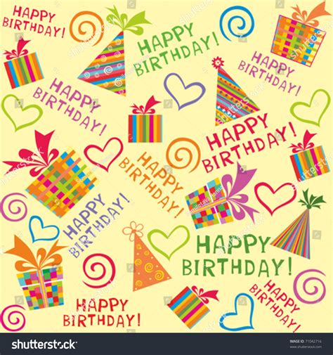 Happy Birthday Wrapping Paper Seamless Pattern Stock Vector 71042716 ...