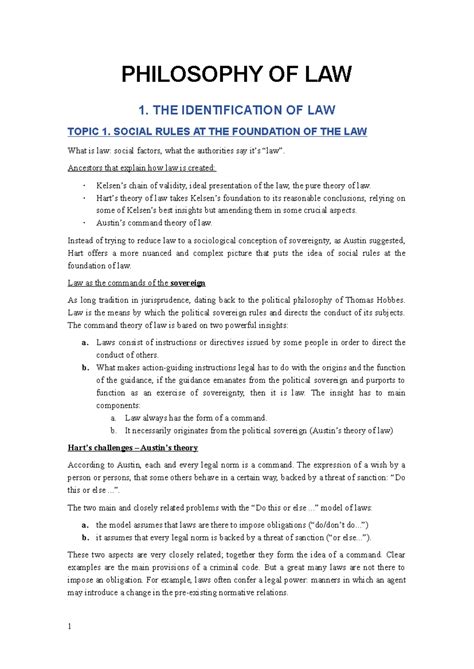 Philosophy of Law - Apunts complets temari - PHILOSOPHY OF LAW 1. THE ...