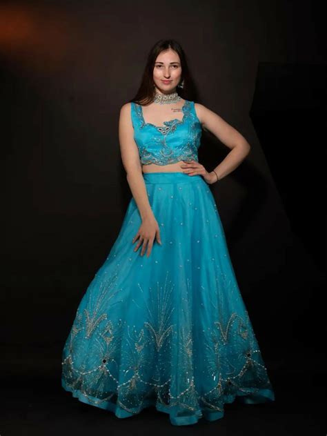 Teal Blue Lehenga Choli with Silver Sequin Embroidery – Design Duality Inc.