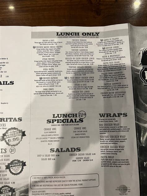 Menu at Black Stallion Steakhouse, Columbia
