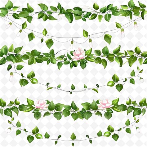 Elegant string lights with trailing ivy and magnolias leaves png ...