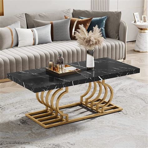 Tribesigns Modern Coffee Table, 47 Inch Faux Marble Cocktail Table with ...