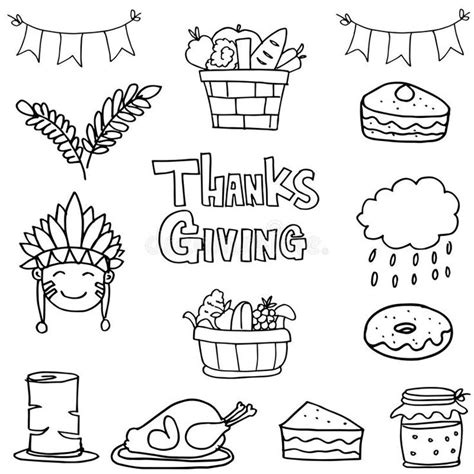 Hand draw element thanksgiving on doodles vector illustration ...