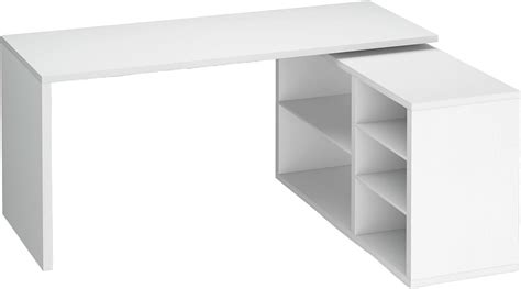 HSH White L Shaped Desk with Shelf, Reversible India | Ubuy