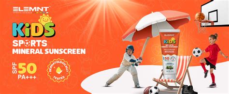 Elemnt Kids Sunscreen for Sports | SPF 50, PA+++ Dermatologically ...