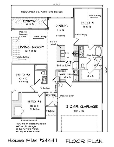 Cottage Style House Plan - 3 Beds 2 Baths 1400 Sq/Ft Plan #513-2240 ...