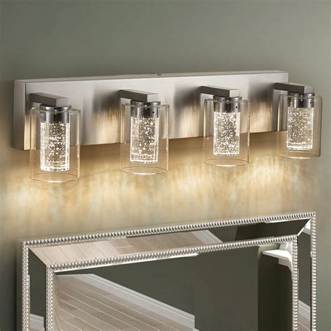 Bubble Glass Vanity Light Fixtures Quntis 3 Light Modern Chrome Vanity