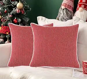 Buy mosey Christmas Cushion Covers 18 x 18 inch | Set of 2 | Red ...
